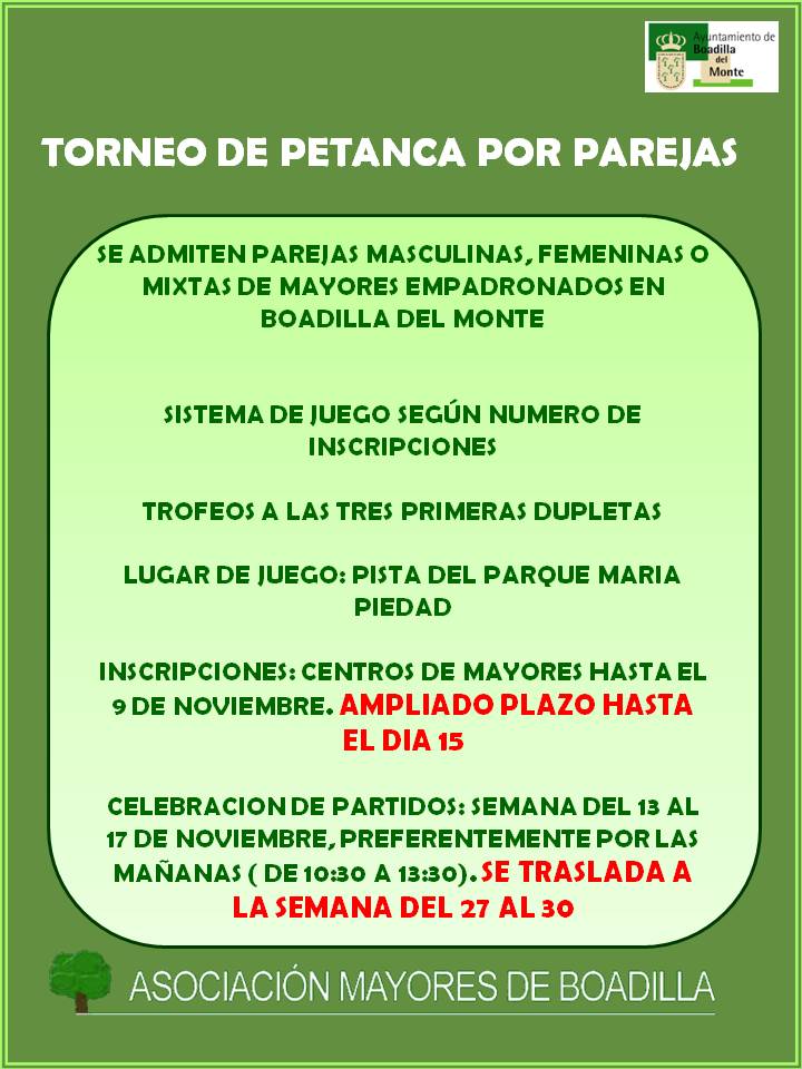 TORNEO DE PETANCA (13 AL 17 DE NOVIEMBRE)